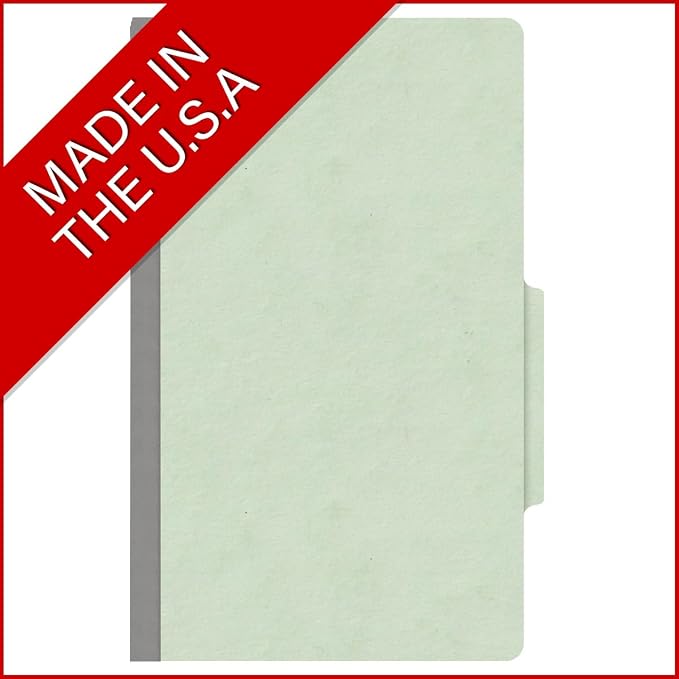 25 Pt. Pressboard Classification Folders, 2/5 Cut ROC Top Tab, Legal Size, 1 Divider, Pale Green (Box of 10) - Image 5