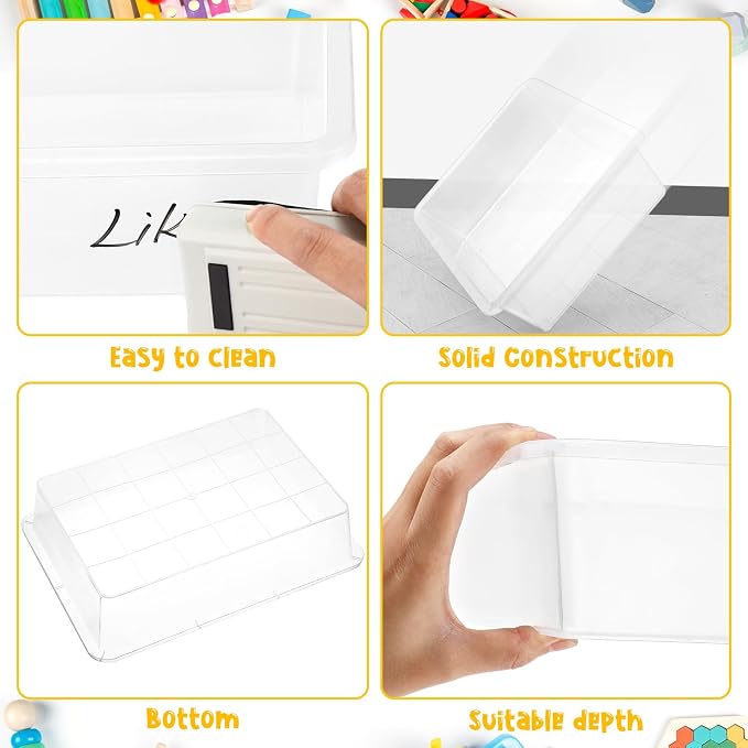 36 Pcs Flat Storage Organizer Bins Letter Size Paper Tray Classroom Storage Plastic Art Trays Classroom Pencil Organizer Baskets for School Office Teacher Book Organization(Transparent) - Image 2