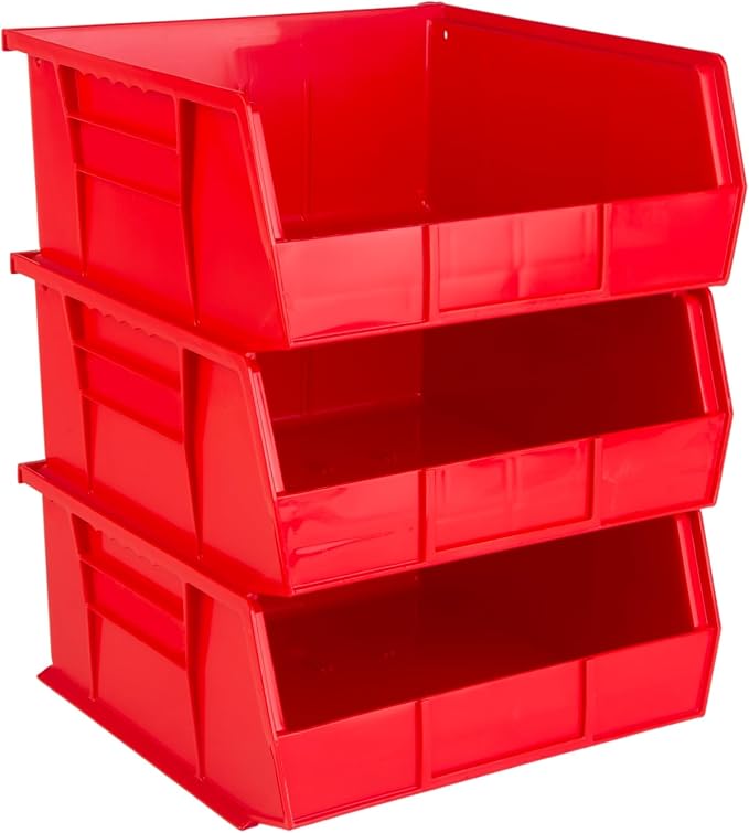 HE HUDSON EXCHANGE 11" x 11" x 5" (3 Pack) Plastic Stackable Storage Bin, Red by HudsonExchange