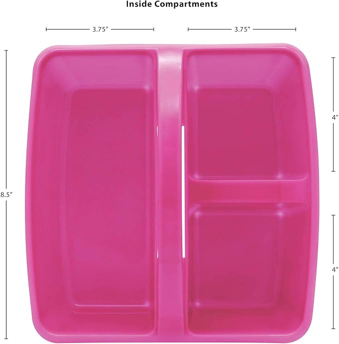 Teacher Created Resources Pink Portable Plastic Storage Caddy 6-Pack for Classrooms, Kids Room, and Office Organization, 3 Compartment - Image 4