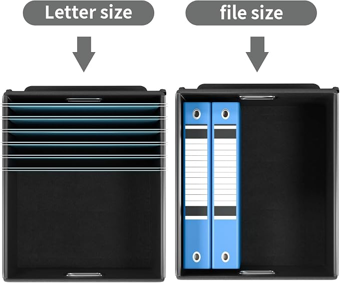 File Organizer Box with Lids, Collapsible File Folder Organizer | File Box with Plastic Slides for Document, Filing Bin for Letter Size Hanging File Folders (1 Pack, Dark Gray) - Image 3