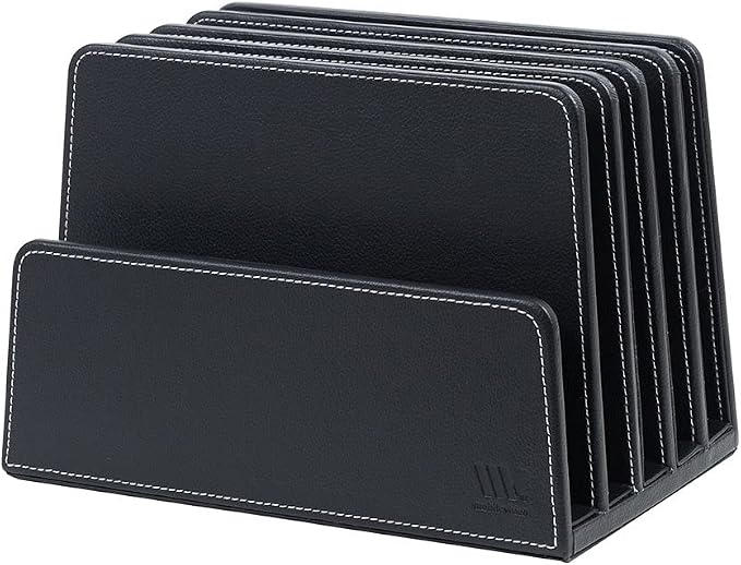 MobileVision Executive Black Desktop File Folder Paper Tray & Device Organizer 5 Slot Dividers by MobileVision