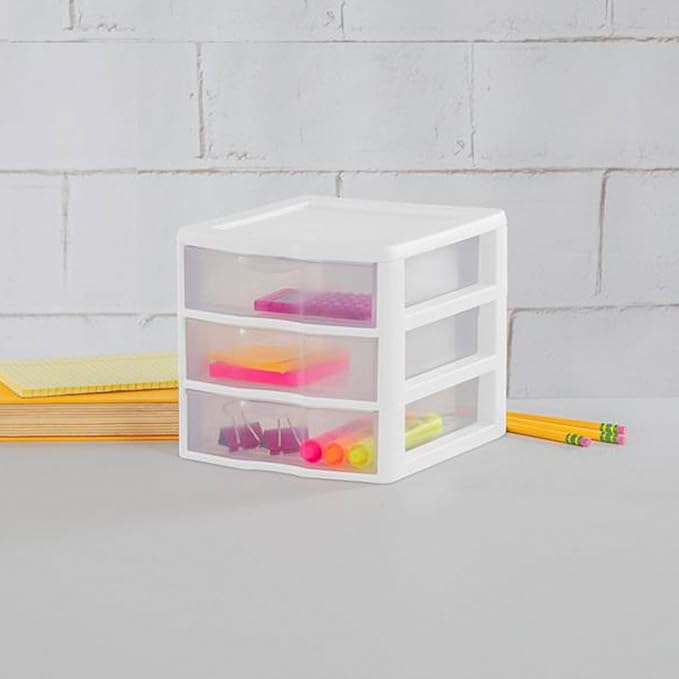 Sterilite Clearview 3-Drawer Cart Small Plastic Storage Organizer, 18-Pack | White - Organizing Drawers, Containers for Bathroom, Closet, Kitchen, and Bedroom - Image 6