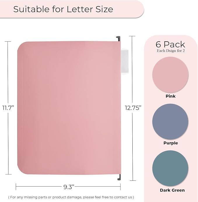 Y YOMA Letter Size - 6 Pack Extra Capacity Hanging File Folders Accordion Decorative Reinforced File Folder Cute Colored Expandable Folder for Office Home with 1/5-Cut Adjustable Tabs, Warm Color - Image 4