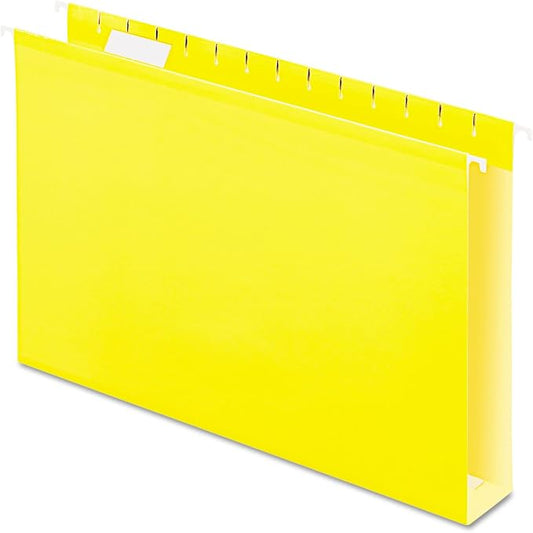 Pendaflex Extra Capacity Reinforced Hanging Folders, 2", Legal Size, Yellow, 1/5 Cut, 25/BX (4153x2 YEL) by TOPSProducts