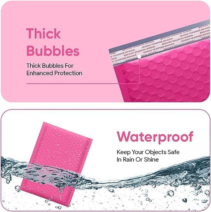 Hot Pink Bubble Mailers 14.50x20, Poly Padded Envelopes #7, 100 Pack - Image 5