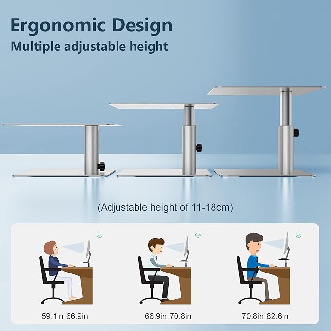 Nillkin Monitor Stand for Desk, Adjustable Height Computer Monitor Stand | Ergonomic Aluminum Computer Stand for Desktop | iMac, Studio Display XDR, Dell, HP, Lenovo, Other Screen Display | Silver - Image 3