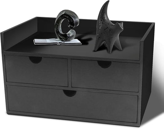 Charmewooden Desk Organizer with Drawers Countertop Drawers Organizer Tabletop Storage Organization Box Home Office Workspace Bathroom Toiletries Supplies (black with shelf) by Charmewooden