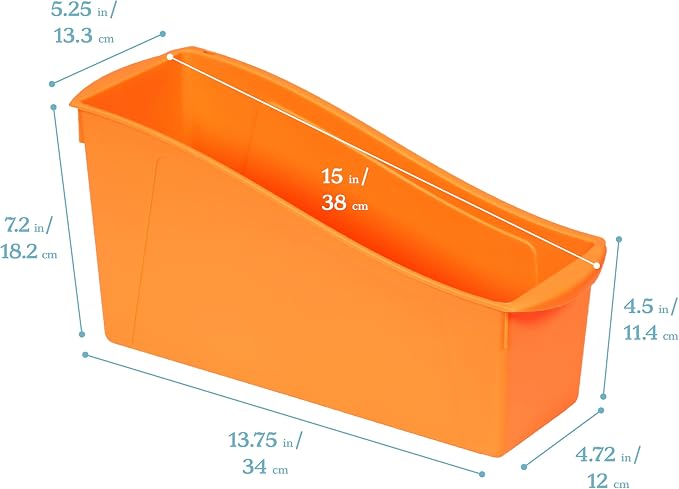 ECR4Kids Linking Plastic Storage Book Bin, Multipurpose Organization, Neon Orange, 10-Piece - Image 2