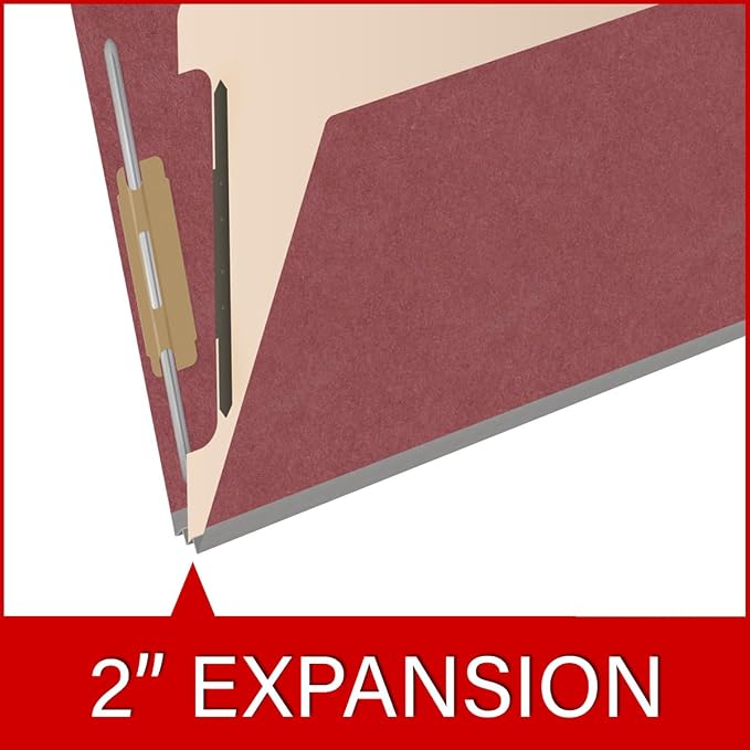 25 Pt. Pressboard Classification Folders, 2/5 Cut ROC Top Tab, Letter Size, 1 Divider, Dark Red (Box of 10) - Image 7