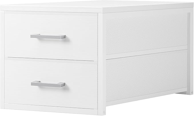 BOLUO Stackable Storage Drawers Closet Organizers and Storage Fabric White 2 Drawer Dresser for Bedroom Modern by BOLUO