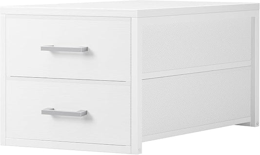BOLUO Stackable Storage Drawers Closet Organizers and Storage Fabric White 2 Drawer Dresser for Bedroom Modern by BOLUO