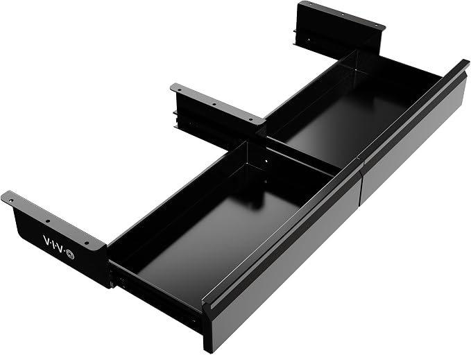 VIVO Black 32 x 9 inch Under Desk Slide Out Drawer Set, DESK-AC03A-2B | No Shell, Sturdy Steel Design, Under Desk Storage, Workstation Organizer for Home Office, 2 Drawers - 16 inches Each by Unknown