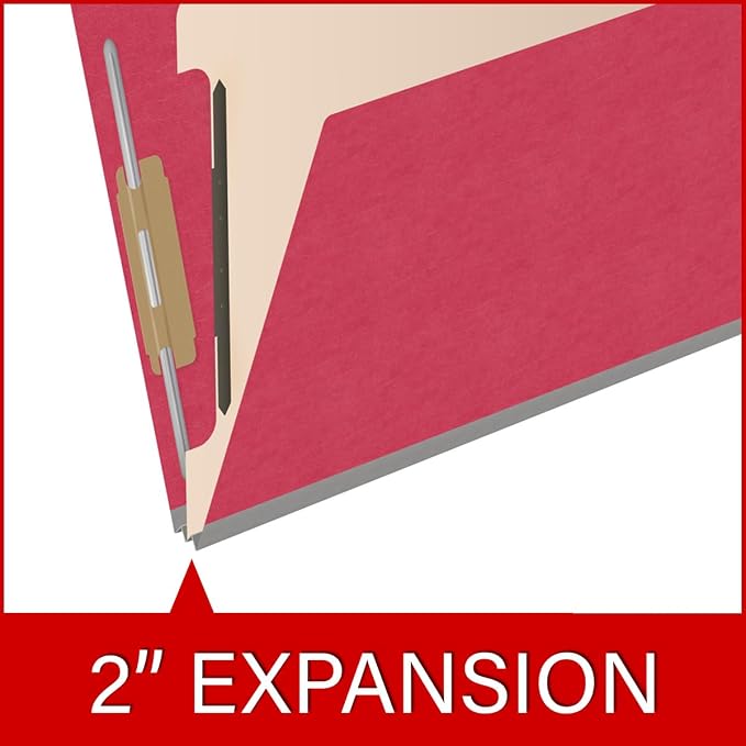 Heavy Duty End Tab Color Folders, 2/5 Cut ROC Top Tab, Letter Size, 1 Divider, Red (Box of 10) - Image 7