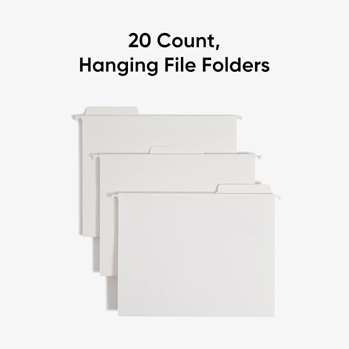 Smead FasTab Hanging File Folder, 1/3-Cut Built-in Tab, Letter Size, White, 20 per Box (64002) (Pack of 10) - Image 3