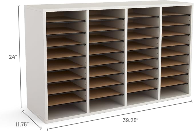 Safco Literature Organizer, 36 Compartments, Office and Classroom Mailbox with Adjustable Shelves, Wood Paper and Mail Sorter, Modern Gray - Image 6