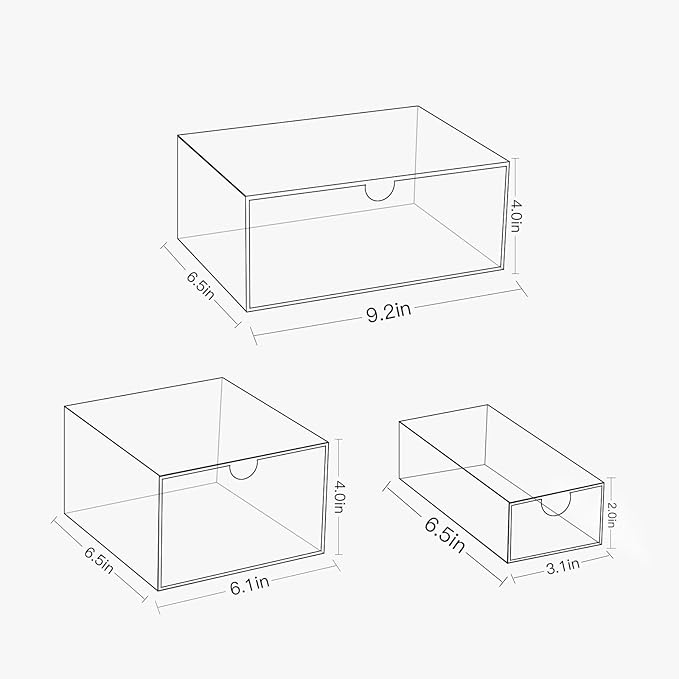 Makeup Drawer Organizer, Desk Drawer Organizer With 4 Drawers, 3 Different Sizes, Suitable For Office Desk, Bathroom, Bedroom, Jewelry, Stationery, Handicraft Storage And Organization, clear - Image 3