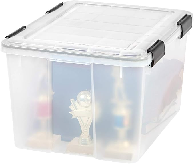 IRIS USA 46 Quart WEATHERPRO Plastic Storage Box with Durable Lid and Seal and Secure Latching Buckles, Clear with Black Buckles, 1 Pack - Image 3