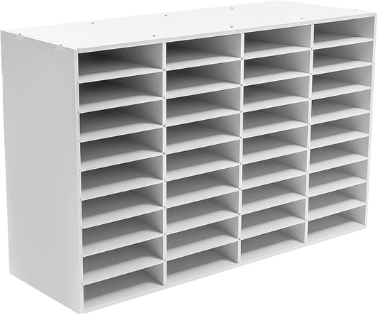 Literature Organizer, Desktop File Sorter Mail Center, Paper Storage Cabinet with 36 Slots Compartments for Home School Office (36 Slots White) by MhdunueSK