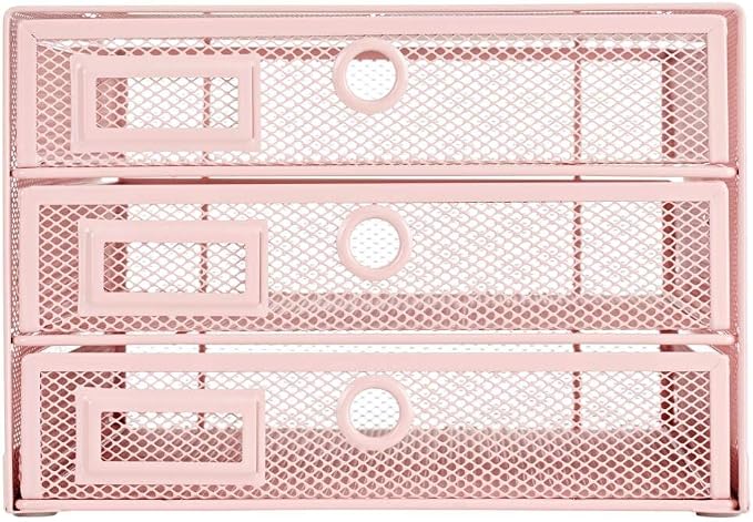 Annova Desk Organizer Wire Mesh 3 Tier Sliding Drawers Paper Sorter/Multifunctional/Premium Solid Construction for Letters, Documents, Mail, Files, Paper, Kids' Art Supplies (Light Pink) - Image 5