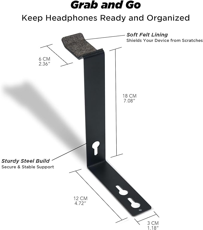 Moodular Headphone Stand Add-On for Slide Rails, Do Not Use Alone | Accessory Only, Dedicated Headphone Spot, Ergonomic & Accessible, Strong & Durable, Sleek & Minimalist, Black, MSA-HS - Image 4