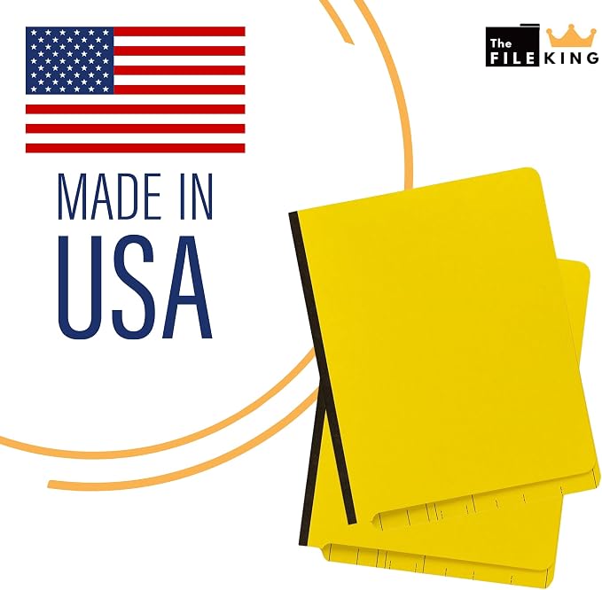 The File King Two Divider Pressboard Classification Yellow File Folder - Letter Size | Box of 10 | End Tab | 2” Expansion | Six 2-Inch Fastener Prongs | Made in America - Image 5