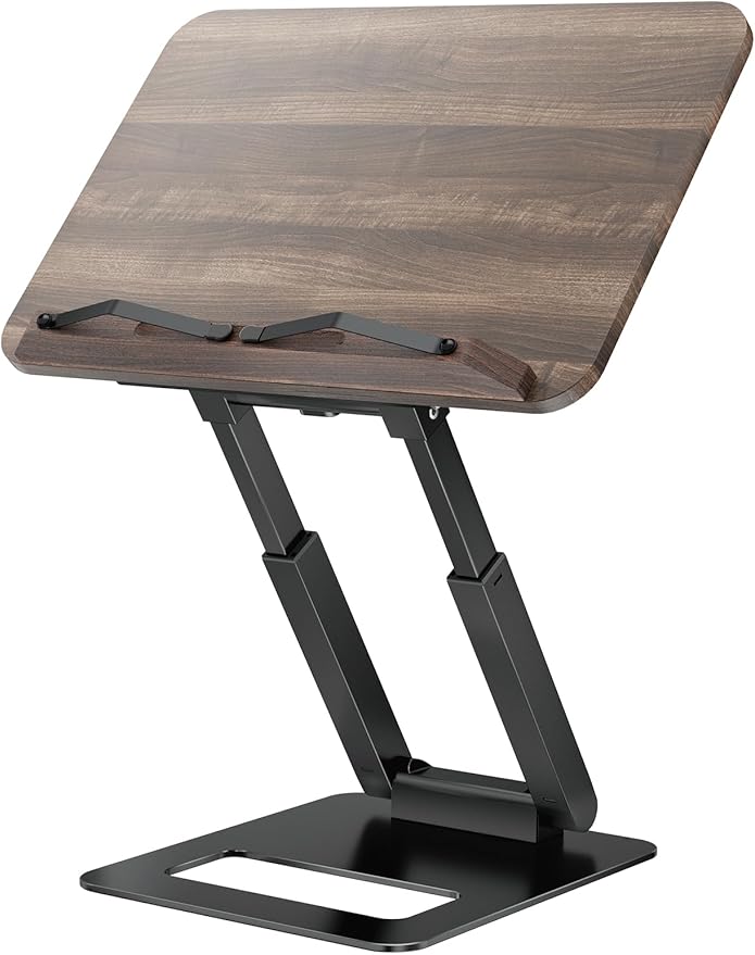 Tounee Telescopic Book Holder - Adjustable Height Cookbook Stand with Elastic Page Clips (Black) by tounee