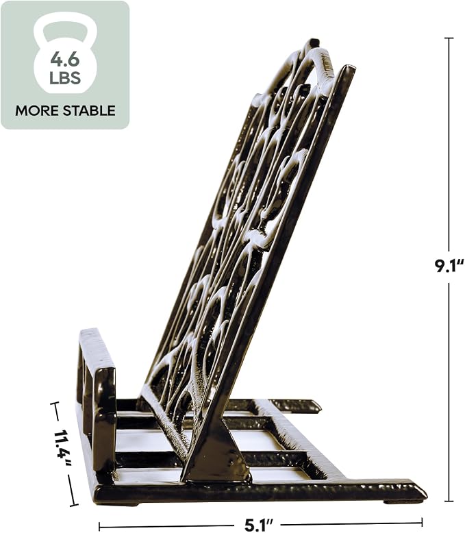 JOGREFUL Cast Iron Cookbook Stand, Kitchen Recipe Holder Heart Latte Gold | Heavy-Duty Book Vintage Holder, Reading Rest Holder for Easel/Counter/Books/Magazine/iPad/Bible - Image 2