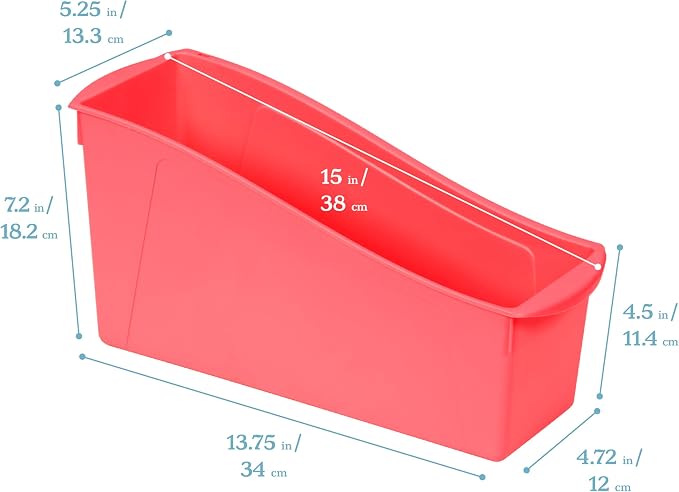 ECR4Kids Linking Plastic Storage Book Bin, Multipurpose Organization, Neon Orange, 10-Piece - Image 2