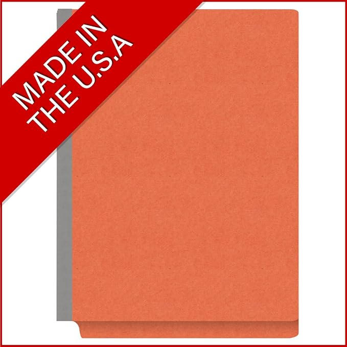 Ecom Folders Heavy Duty Top Tab Classification Folders | Letter Size 18 Pt Stock with 1 Divider | 2/5 Cut Right Position Tab for Medical, Legal and Office Documents | Orange, Box of 10 - Image 5