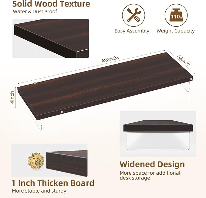 Dual Monitor Stand Riser, 40" Large Computer Monitor Stands for 2 Monitors, Wooden Desktop Organizer Shelf for Office Desk Computer, Laptop, TV, Monitor, Printer | Computer Monitor Stand Riser With Wood & Acrylic Design; Fits 2 Monitors, Laptop, Printe... - Image 3