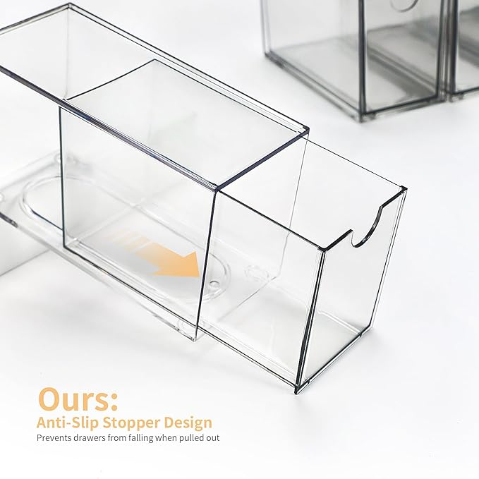 Desk Organizer with Drawers, Stackable Plastic Storage Drawers for Makeup or Desk Organization, Cabinets for Office Dressing Countertop Bathroom Bedroom (6 Packs) - Image 5