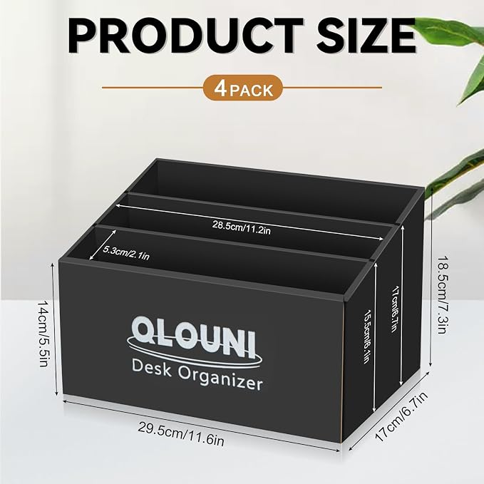 4 Pack Desktop Mail Organizer, 3-Compartment Stepped Mail Sorter for Desk, Letter Holder for Bills, Envelopes, Papers and Documents, Home Office, Reception, Entryway and Countertop, Dorms - Image 2