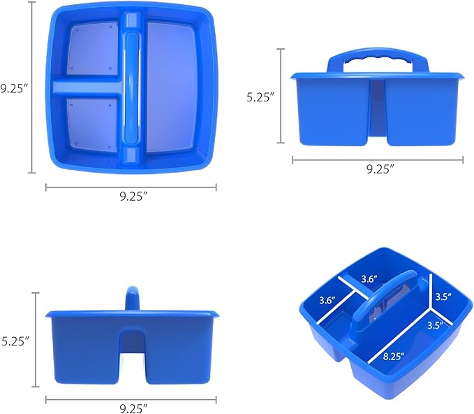 Storex 3-Compartment Small Caddy – Multipurpose Classroom Organizer with Handle, Assorted STEAM Colors, 6-Pack (00940A06C) - Image 9