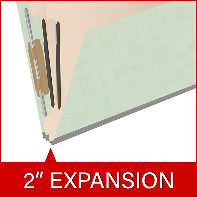 25 Pt. Pressboard Classification Folders, 2/5 Cut ROC Top Tab, Letter Size, 2 Dividers, Pale Green (Box of 10) - Image 7