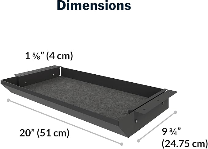 Vari Steel Under Desk Drawer - Slim Undermount Storage Organizer- Standing Desks Attachment- Versatile Placement Options, Efficient Workspace- Office Desk Accessory- (20.25" x 9.5" x 1.75") - Image 2