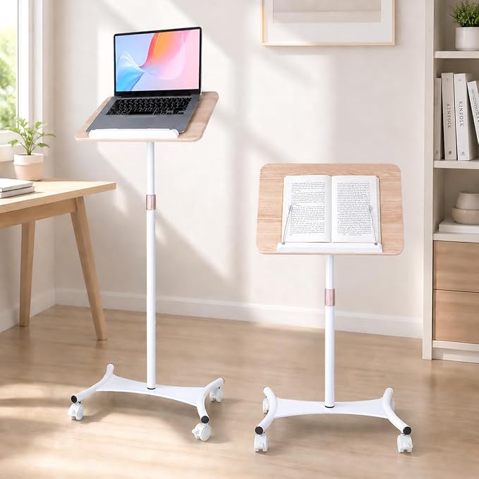 Rolling Floor Book Stand with Wheels, Reading Stand Book Holder | 16.5 x 11.8 in large panel | 19–57 in height adjustable| 360° angle | Lockable wheels | For books, sheet music, laptop by Monsefi%7CCozyOrganizedEffortless