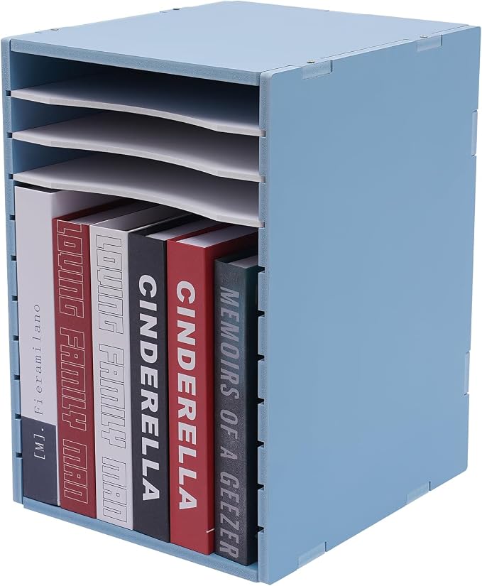 11-Tier Paper Organizer for Desk, Vertical Desktop Sorter Paper Sorter Organizer with Removable Shelf Document Storage Rack Document Holder for Home Office School Blue - Image 4