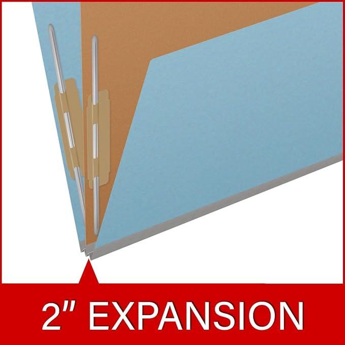 25 Pt. Pressboard Classification Folders, 2/5 Cut ROC Top Tab, Letter Size, 1 Pocket Divider, Light Blue (Box of 10) - Image 7