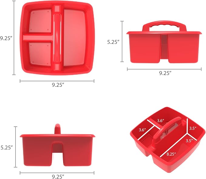 Storex 3-Compartment Small Caddy – Multipurpose Classroom Organizer with Handle, Red, 5-Pack (00949U06C) - Image 9