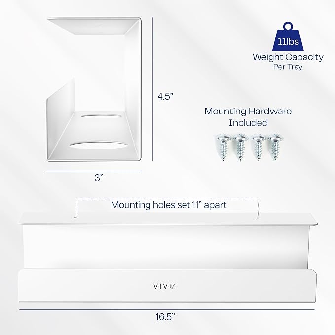 VIVO 2 Pack White 17 inch Under Desk Cable Management Tray, DESK-AC06-2CW | Set of 2, Low Profile Power Strip Holder, Cord Organizer, Wire Tamer Steel Cable Rack for Office and Home, Holds 11 lbs each - Image 3