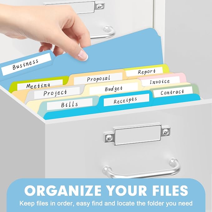 File Folder, RAZCC 250 Pack Colored File Folders, 1/3 Cut Tab File Folder Letter Size, Filing Folders with Tabs for Office School Business Use, Assorted 10 Colors - Image 7
