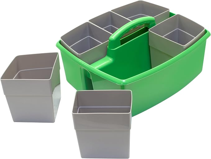 Storex Large Classroom Caddy with Cups, 13 x 11 x 6.575 Inches, Green, Case of 2 (00983U02C) - Image 4