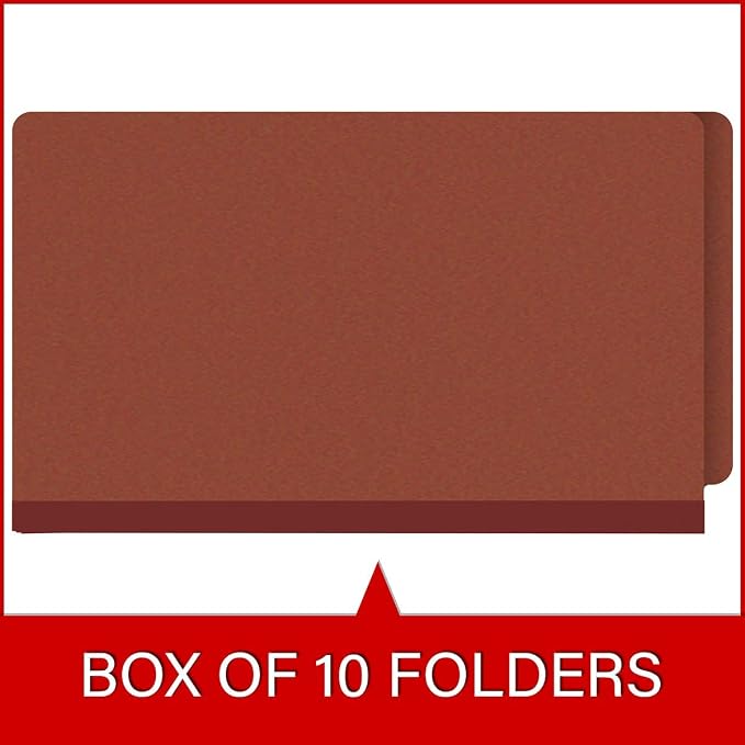 Ecom Folders End Tab Pressboard File Folders | Legal Size 25 Pt Stock with 2" Tyvek Expansion | Full Cut Tabs for Medical Charts, Legal Documents & Office Records | Brick Red, Box of 25 - Image 6