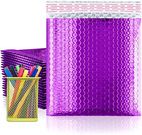 Metallic Bubble Mailers 6 x 6.25 Inch Purple, Self Seal Closure, 3/16 Inch Cushioning, Padded Shipping Envelopes Pack of 250 by AMIFF