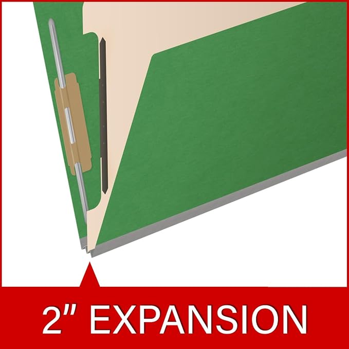 25 Pt. Pressboard Classification Folders, 2/5 Cut ROC Top Tab, Letter Size, 1 Divider, Moss Green (Box of 10) - Image 7