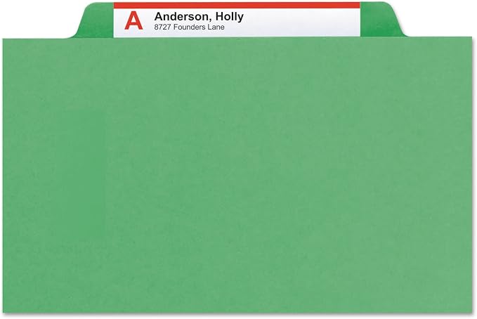 Smead Classification Folder with Prongs, 2 Dividers, 2" Fasteners, Letter Size, for Documents Organization, Durable File Organizer for Home, School or Office, Green (14702) - Image 6