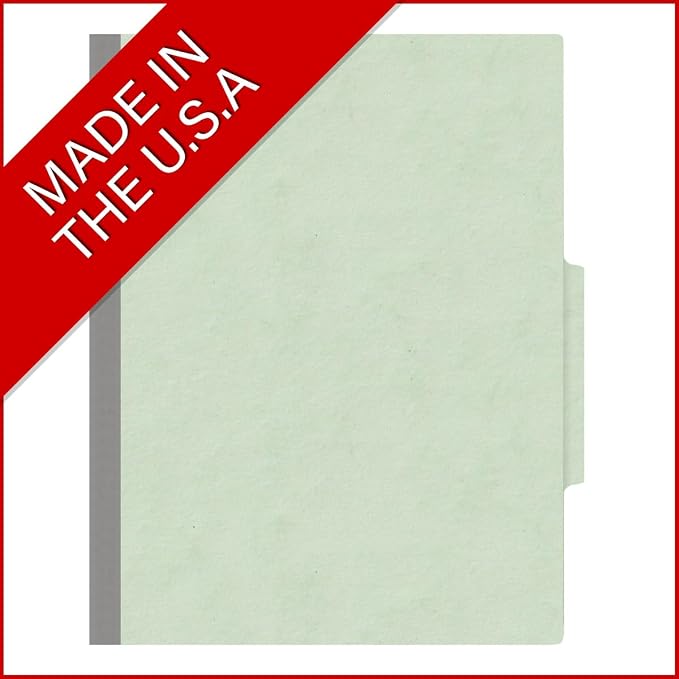 25 Pt. Pressboard Classification Folders, 2/5 Cut ROC Top Tab, Letter Size, 3 Dividers, Pale Green (Box of 10) - Image 5