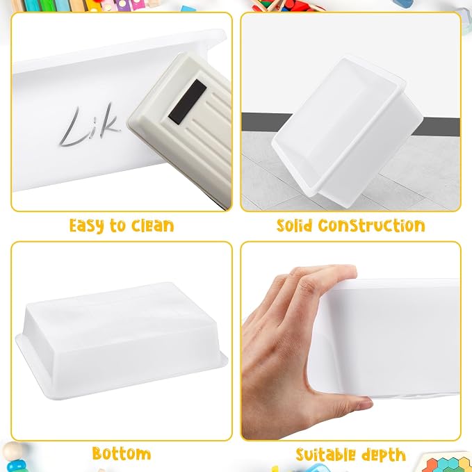 18 Pcs Flat Storage Organizer Bins Letter Size Paper Tray Classroom Storage Plastic Art Trays Classroom Pencil Organizer Baskets for School Office Teacher Book Organization(White) - Image 2