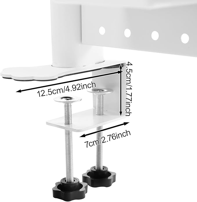 Clamp-On Pegboard Desk Organizer, 2-Tier Clamp On Desk Shelf with Hooks, Office Accessory Organizer for Books, Office Supplies & DIY Storage, 16.5lbs Capacity, 39.37" x 37.4", White - Image 3